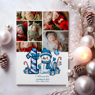 6 Foto Blue Snowman Erster Weihnachtsmann Feiertagskarte