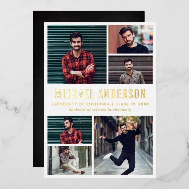 6 Foto Chalkboard Graduierungsparty Folieneinladung (Vorderseite/Rückseite)