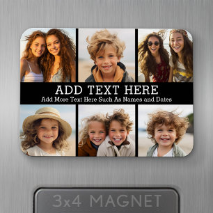 6 Foto-Collage 2 Textzeilen -- CAN Bearbeiten Schw Magnet