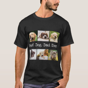 6 Foto Collage Bester Hund Vater je Schwarz und We T-Shirt