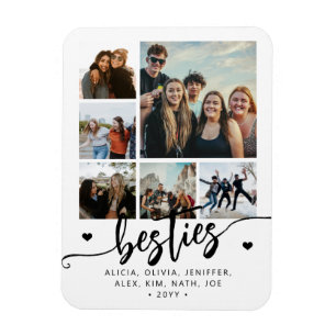 6 Foto-Collage Besties weiße und schwarze Schrift Magnet