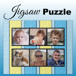 6 Foto Collage, blau-gelbe Streifen Puzzle<br><div class="desc">Gemeinsam Erinnerungen mit unserem maßgeschneiderten 6-Foto-Puzzle! Dieses Puzzle lasse Ihnen, sechs Ihrer liebsten Fotos auf unterhaltsame, interaktive Weise zu präsentieren. Die lichtdurchflutete, glänzende Oberfläche aus hochwertigen Materialien bringt Ihre Bilder zum Leben und sorgt für eine lange Lebensdauer. Ideal für jeden Anlass, von Geburtstag bis Feiertag, kombiniert dieses Puzzle Kreativität mit...</div>