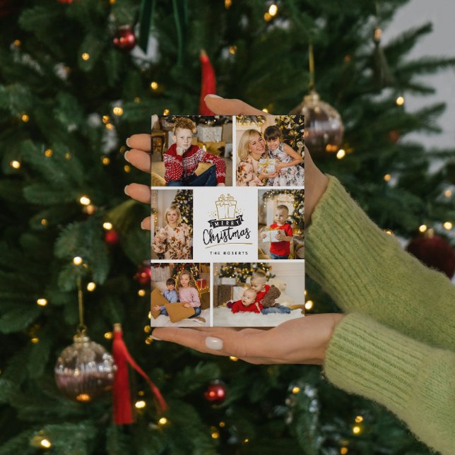 6 Foto Collage Christmas Red Polka Dot Holidays Karte (Von Creator hochgeladen)