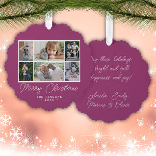 6 Foto-Collage Frohe Weihnachten Familie Ornament Karte