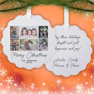 6 Foto-Collage Frohe Weihnachten Familie Ornament Karte