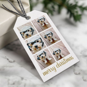 6 Foto Collage Frohe Weihnachten Schrift Gold Ster Geschenkanhänger