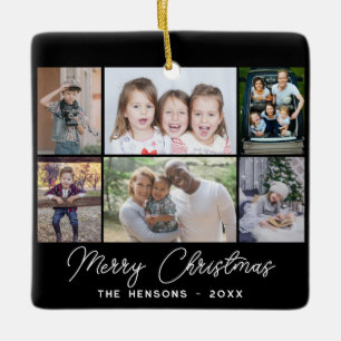 6 Foto Collage Frohe Weihnachtsfamilie Keramikornament