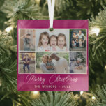 6 Foto Collage Frohe Weihnachtsfamilie Ornament Aus Glas<br><div class="desc">6 Foto Collage Frohe Weihnachtsfamilie Glass Ornament. Niedliches modernes Weihnachtsdesign mit 6 Fotos,  Frohe Weihnachtswünsche,  Familienname und Jahr. Fügen Sie 6 beliebte Fotos hinzu und passen Sie den Text an. Heiße Weihnachtsweihe oder Geschenk für Ihre Familie und Freunde.</div>
