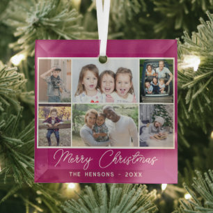 6 Foto Collage Frohe Weihnachtsfamilie Ornament Aus Glas