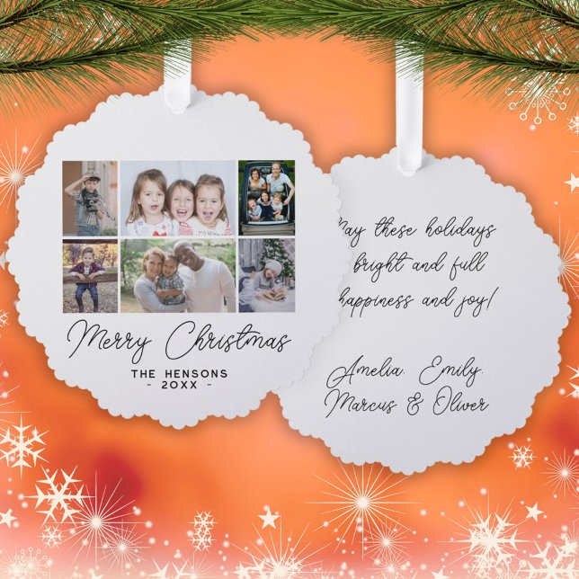 6 Foto Collage Frohe Weihnachtsfamilie Ornament Karte (Von Creator hochgeladen)