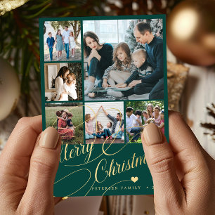 6 Foto Collage Frohe Weihnachtsskriptfamilie Feiertagskarte