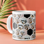 6 Foto Collage - Funkes Hexagon-Muster Jumbo-Tasse<br><div class="desc">Quadratische Foto funktionieren am besten mit dieser Vorlage. Fügen Sie Ihre Lieblings-Bilder zu dieser lustigen Vorlage. Sie können quadratische Fotos oder beliebige Foto für dieses Raster verwenden.</div>