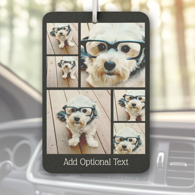 6 Foto Collage - Funkes Muster schwarz Autolufterfrischer (Custom Air Freshener with Photo Collage)
