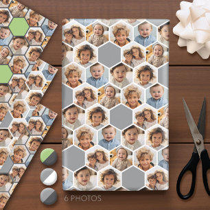 6 Foto Collage - Funky hexagon Honeycomb Muster Geschenkpapier Set
