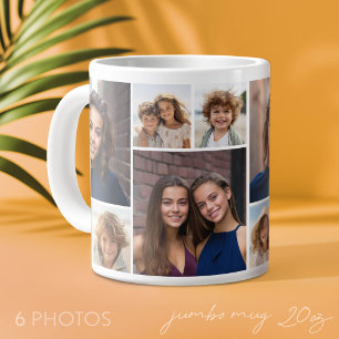 6-Foto-Collage - Gleiche Collage auf beiden Seiten Jumbo-Tasse