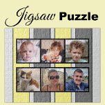 6 Foto Collage grau-gelbe Streifen Puzzle<br><div class="desc">Gemeinsam Erinnerungen mit unserem maßgeschneiderten 6-Foto-Puzzle! Dieses Puzzle lasse Ihnen, sechs Ihrer liebsten Fotos auf unterhaltsame, interaktive Weise zu präsentieren. Die lichtdurchflutete, glänzende Oberfläche aus hochwertigen Materialien bringt Ihre Bilder zum Leben und sorgt für eine lange Lebensdauer. Ideal für jeden Anlass, von Geburtstag bis Feiertag, kombiniert dieses Puzzle Kreativität mit...</div>