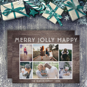 6 Foto-Collage Holz Fröhliche Weihnachten