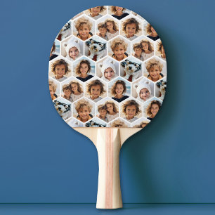 6 Foto Collage Honeycomb pattern - BE PATIENT Tischtennis Schläger