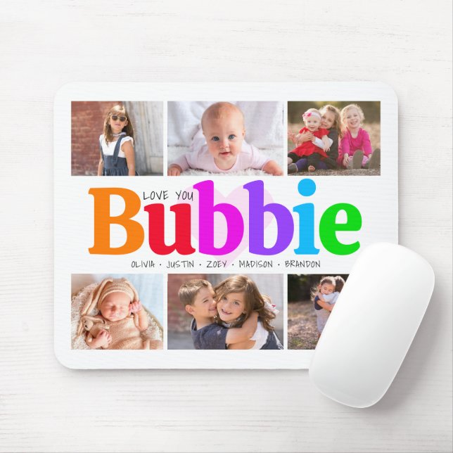 6 Foto Collage Liebe Sie Bubbie farbenfroh Moderne Mousepad (Mit Mouse)