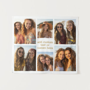 6 Foto-Collage Minimalist - Gold und weißes Gitter Wandteppich