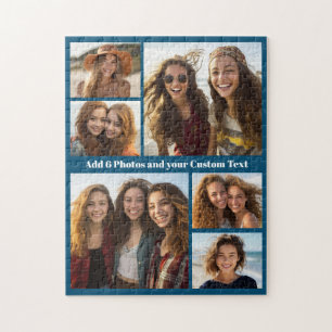 6-Foto-Collage mit klobigem Text - modern dunkelbl Puzzle