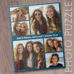 6-Foto-Collage mit klobigem Text - Modernes Dunkel Puzzle