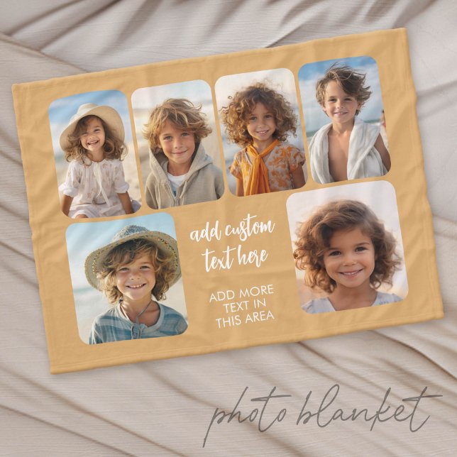 6-Foto-Collage mit trendigem Bounce-Script  Fleecedecke (Custom Fleece Photo Blanket)