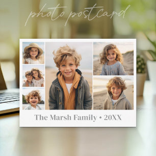 6-Foto-Collage mit weißem Hintergrund Postkarte