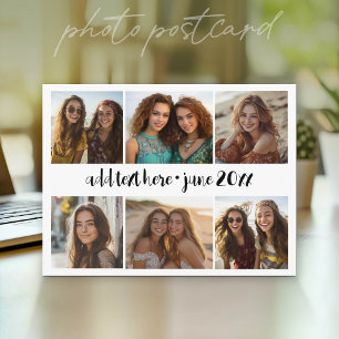 6-Foto-Collage-Raster - Weißer benutzerdefinierter Postkarte