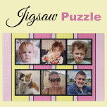6 Foto Collage Rosa gelbe Streifen Puzzle<br><div class="desc">Gemeinsam Erinnerungen mit unserem maßgeschneiderten 6-Foto-Puzzle! Dieses Puzzle lasse Ihnen, sechs Ihrer liebsten Fotos auf unterhaltsame, interaktive Weise zu präsentieren. Die lichtdurchflutete, glänzende Oberfläche aus hochwertigen Materialien bringt Ihre Bilder zum Leben und sorgt für eine lange Lebensdauer. Ideal für jeden Anlass, von Geburtstag bis Feiertag, kombiniert dieses Puzzle Kreativität mit...</div>