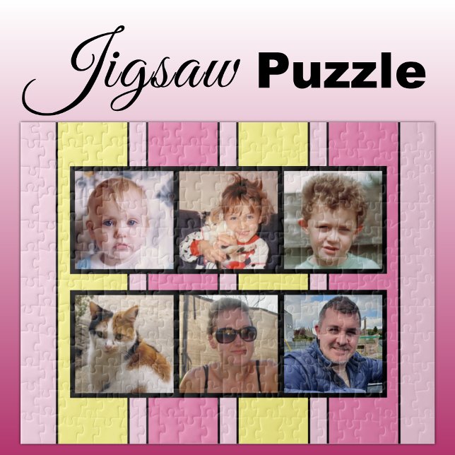 6 Foto Collage Rosa gelbe Streifen Puzzle (Von Creator hochgeladen)