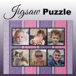 6 Foto Collage Rosa lila Streifen Puzzle<br><div class="desc">Gemeinsam Erinnerungen mit unserem maßgeschneiderten 6-Foto-Puzzle! Dieses Puzzle lasse Ihnen, sechs Ihrer liebsten Fotos auf unterhaltsame, interaktive Weise zu präsentieren. Die lichtdurchflutete, glänzende Oberfläche aus hochwertigen Materialien bringt Ihre Bilder zum Leben und sorgt für eine lange Lebensdauer. Ideal für jeden Anlass, von Geburtstag bis Feiertag, kombiniert dieses Puzzle Kreativität mit...</div>