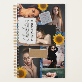 6-Foto-Collage Sonnenblume Denim Tickets Planer