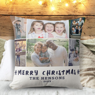 6 Foto Collage Weihnachtsfamilie Kissen