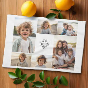 6 Foto-Collage - weißer Hintergrund - schwarzer Te Geschirrtuch