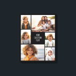 6 Foto-Collage - weißer Hintergrund - schwarzer Te Leinwanddruck<br><div class="desc">6 Fotos in einem ungleichmäßigen Muster umgeben eine Öffnung für drei Textzeilen. Verwenden Sie 2 quadratische Fotos und 4 vertikale Fotos,  um diese Arbeit zu machen! Der Hintergrund ist weiß. Wenn Sie gewollt haben,  die Farben zu ändern,  klicken Sie auf den erweiterten Designbereich und sehen Sie mehr Auswahl.</div>