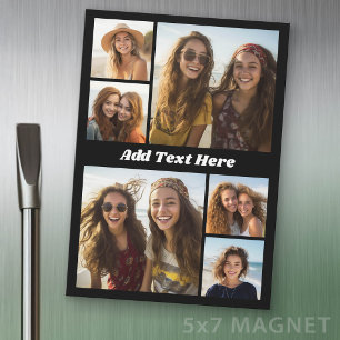 6 Foto-Collage Weißer Text - Kühlschrankmagnet Magnetkarte