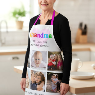 6 Foto-Collage Wir lieben dich Oma Bunt und kräfti Schürze