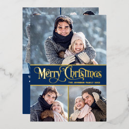 6 FOTO Einfach elegant Sparkle Weihnachten Gold Folien Feiertagskarte