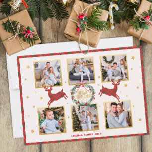 6 Foto Karierte Weihnachtskarte für Reindeers Feiertagskarte
