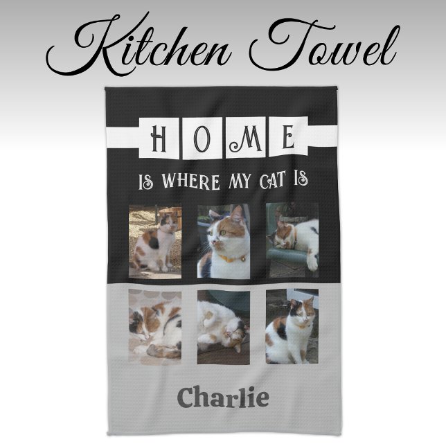 6 Foto Kollage Tierliebhaber Schwarz Geschirrtuch (Von Creator hochgeladen)