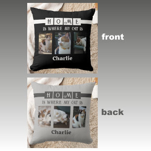 6 Foto Kollage Tierliebhaber Schwarz Kissen