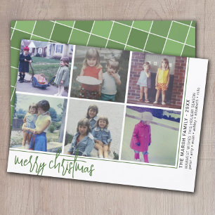6 Foto Offset - Script Frohe Weihnachten - Grün