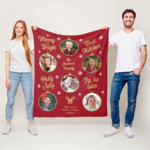 6 Foto Oma Weihnachtsblasen Rot Fleecedecke