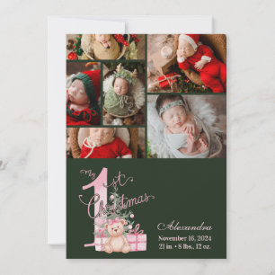 6 Foto Pink Grüne Baby Erstes Weihnachten