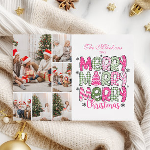 6 Foto Rosa Grün Frohe Weihnachtsfeiertage Feiertagskarte