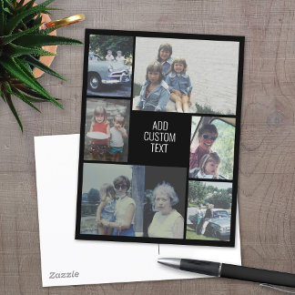6 Foto - schwarzer Hintergrund - weißer Text Postkarte