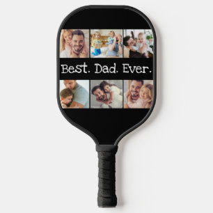 6 Foto Spaß Bester Vater je Collage Schwarz und We Pickleball Schläger