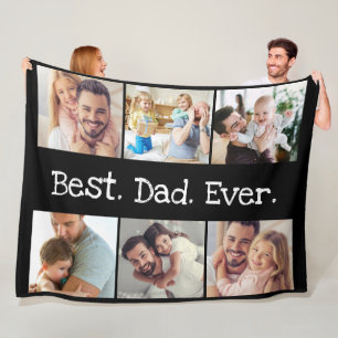 6 Foto Spaß Der beste Vater je Collage Schwarz un Fleecedecke