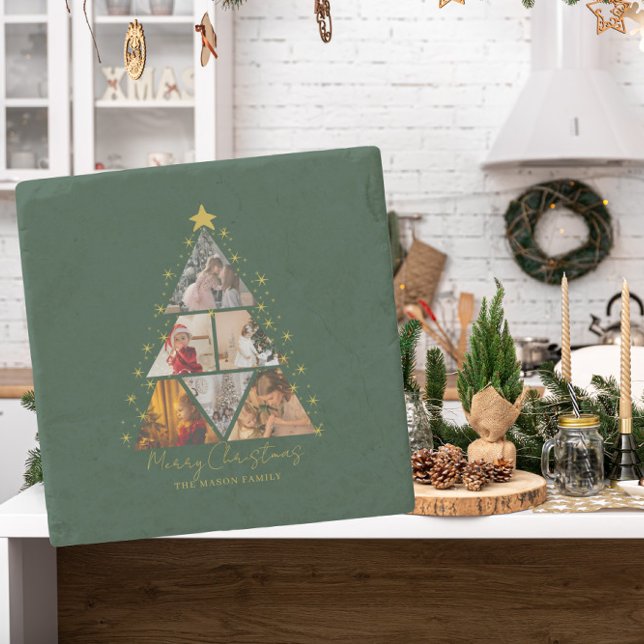 6 Foto-Tannen-Weihnachtskarte Steinuntersetzer (Von Creator hochgeladen)